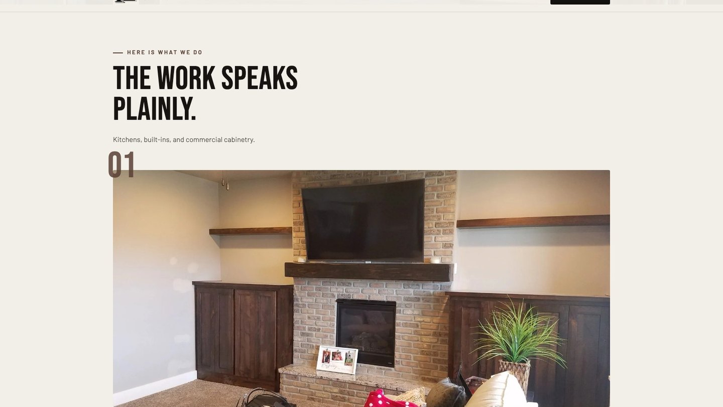The work section of the new homepage