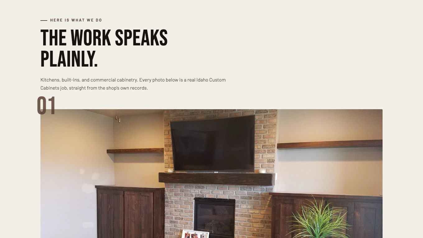 The work section of the new homepage